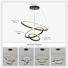 GENERICO - Lámpara Colgante LED Moderna 3 Anillos 70W