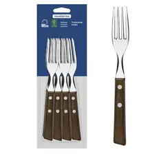 TRAMONTINA - SET DE TENEDOR DE MESA   12 PIEZAS TRADICIONAL  TRAMONTINA  MANGO MADERA