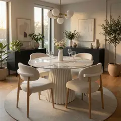 TU MESITA - Juego De Comedor 4 Sillas TU MESITA Nara Nórdica Con Piedra Sinterizada Color Hueso