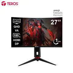 Teros - MONITOR TEROS TE-2767G CURVO GAMING 27 QHD VA 180Hz 1ms HDMI DP AUDIO OUT
