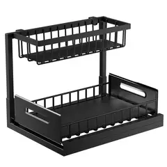 TIGERBEE - Estante organizador extraíble de metal para armarios, organizadores de cocina y baño con cajón deslizante