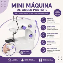 GENERICO - MINI MAQUINA DE COSER PORTATIL CON PEDAL A CORRIENTE O PILA