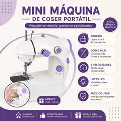 GENERICO - MINI MAQUINA DE COSER PORTATIL CON PEDAL A CORRIENTE O PILA