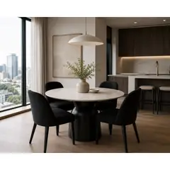 TU MESITA - Juego de Comedor Madera Base Esférica con 4 Sillas