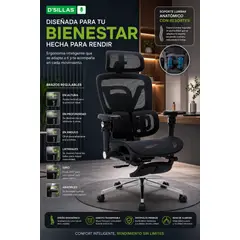 GENERICO - SILLA ERGONOMICA MARSHALL ULTRA NEGRO