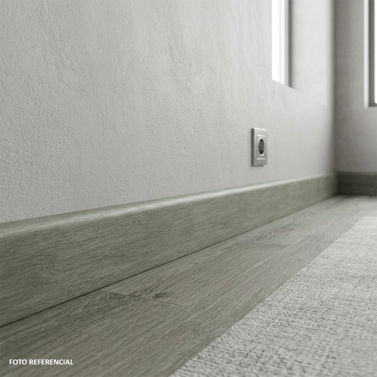 ZOCALO POLIESTIRENO CURVO COLOR GRIS CLARO DE 7CM 2.4M