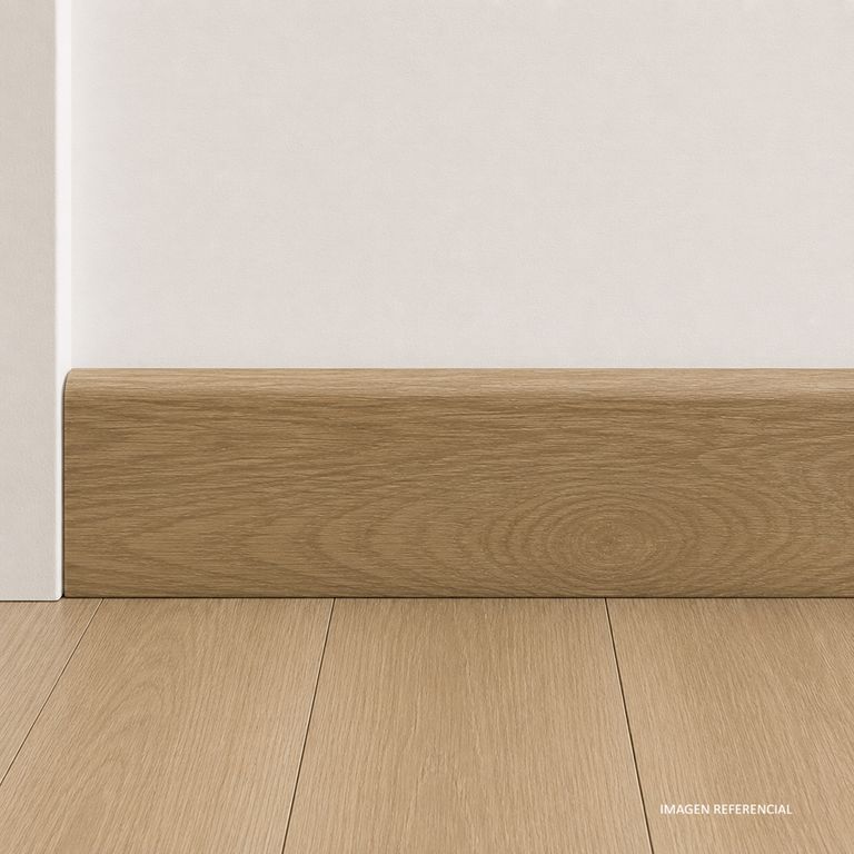 ZOCALO POLIESTIRENO CURVO COLOR ROBLE CLARO DE 7CM 2.4M