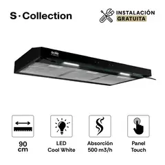 Sole - CAMPANA EXTRACTORA SOLE 2M 90CM SLIM BLACK TURE19CO