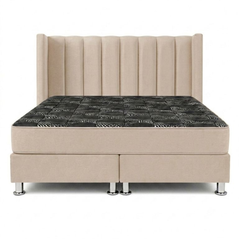 Combo Cama King Atlas Colchón Resortes Bonell + Tela Jacquard