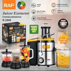 GENERICO - Extractor de Jugos Multifuncional RAF R.2806 4 en 1 1000W con Licuadora y Picadora