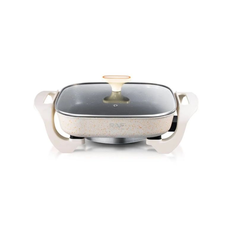 Olla Sarten Eléctrica Multifuncional RAF 5L 1000W AntiadherenteTapa de Vidrio