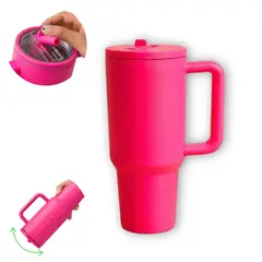 ELMEJORPRECIO - Vaso Tomatodo Térmico 1200 ml con Sorbete Paris Rosado