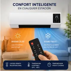 GENERICO - Aire Acondicionado y Calefactor de Pared 2 en 1 y Control Remoto Aire Frio y Caliente