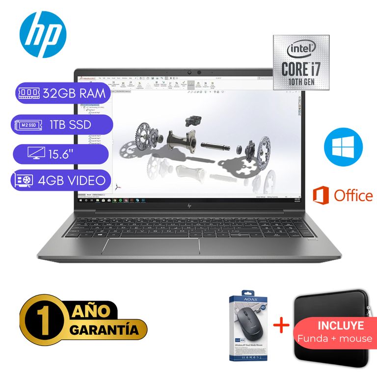 LAPTOP REACONDICIONADA HP Z BOOK POWER G7 CORE I7 10MA 32GB RAM 1TB SSD 4GB VIDEO 15.6