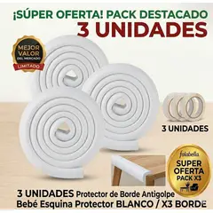 GENERICO - Protector de Borde Antigolpe Bebé Esquina Protector Blanco 3 UNIDADES