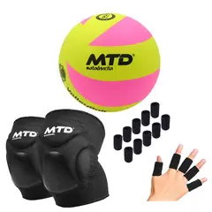 MTD - KIT VÓLEY PRO - PELOTA TALLA 5 PU  MTD FUCSIA+ RODILLERA GEL MTD + 10 NUDILLOS - JUNIOR