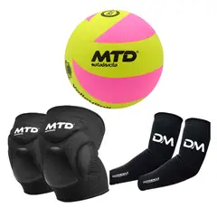 MTD - KIT VÓLEY PRO - PELOTA TALLA 5 PU PREMIUM MTD FUCSIA + RODILLERAS GEL MTD + MANGAS DM JUNIOR