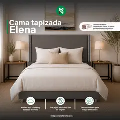 MUEBLES MACRUMO - Cama tapizada Elena - 1.5 plz - Beige Oscuro