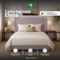 MUEBLES MACRUMO - Cama tapizada Elena - 1.5 plz - Rosado