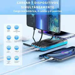YESIDO - Power Bank Solar Yesido 30000mAh con Cables Integrados, Carga Rápida y Linterna LED