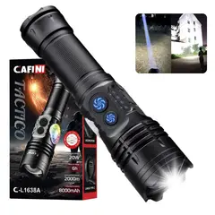 CAFINI - Linterna CAFINI C-L1638A Recargable 20W LED TG COB RGB Alcance 2000m Batería 8000mAh