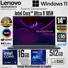 LENOVO - Laptop Lenovo IdeaPad Slim 5 14IMH10 Intel Core Ultra 9 185H 16GB RAM 512GB SSD 14"  OLED WUXGA