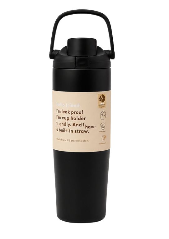 Toma todo termo con asa Negro 900 ml Acero Inoxidable 304