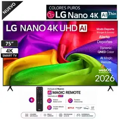 LG - Televisor 75” LG NANOCELL 4K NANO8000BPSB WebOs