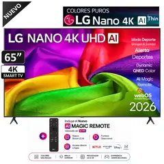 LG - Televisor LG 65" NANO UHD 4K AI Smart TV  65NU800BPSBQ - 2026