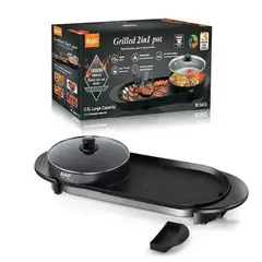 GENERICO - Sartén Eléctrico Multifuncional RAF R.5413 2 en 1 con Olla 2.5L y Parrilla Antiadherente 1800W