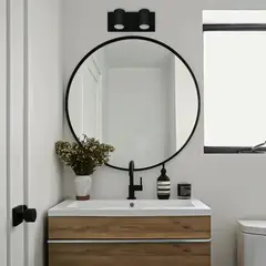 GENERICO - Espejo Redondo 80 cm Metálico Negro