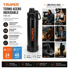 Truper - Termo Tomatodo Acero Inoxidable Truper 750 ml Para frio y Caliente
