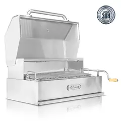 GRILLCORP - Parrilla Argentina con tapa Grande Empotrable Inoxidable AISI 304 80cm x 50cm