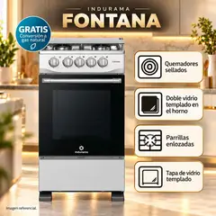 INDURAMA - Cocina Indurama FONTANA a Gas de 4 Hornillas - Gris