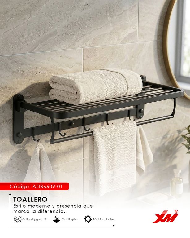 TOALLERO ACERO INOXIDABLE 304 NEGRO MOD ADB6609-01