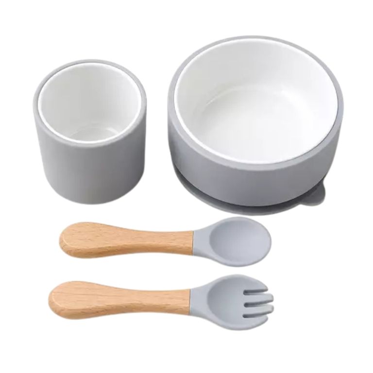 Set de Alimentación para Bebé de Cerámica con Silicona Antideslizante 4 Piezas