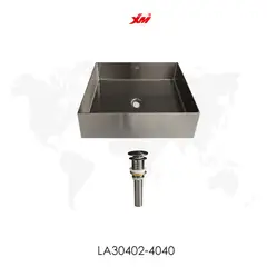 XM - LAVADERO CUADRADO DE ACERO CON DESAGÜE PLOMO LA30402-4040