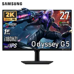 SAMSUNG - Monitor Samsung Odyssey G5 LS27FG500ELXPE 27 Fast IPS 2K QHD 180HZ 1MS G-Sync