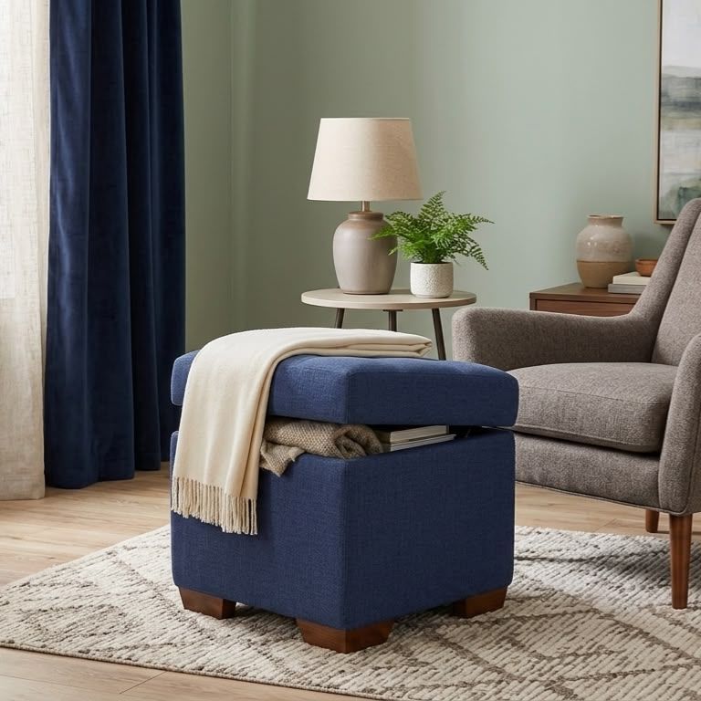 Baúl Ardeco Mavisac Pequeño Tela Aterciopelada - Azul