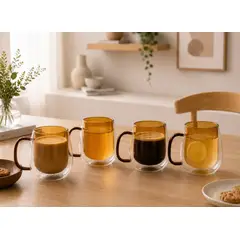 GENERICO - 6 Tazas de Vidrio Borosilicato Doble Pared 350 ml para Café y Té