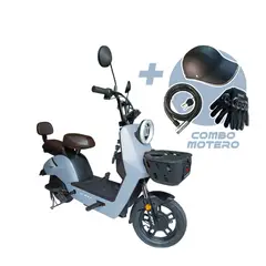 JEFF BIKE - BICIMOTO MODELO EXOTIC COLOR GRIS + COMBO MOTERO CASCO, CADENA Y GUANTES