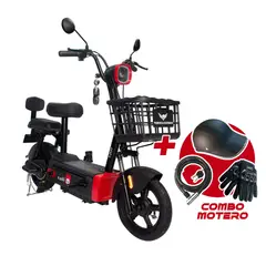 JEFF BIKE - BICIMOTO MODELO CITY COLOR NEGRO + COMBO MOTERO CASCO, CADENA Y GUANTES