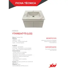 XM - LAVATORIO CON MESA PORCELANATO BLANCO HUMO YTAR6047-70 L02
