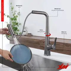 XM - MONOCOMANDO PARA COCINA EXTRAIBLE NEGRO SATINADO