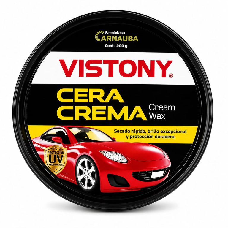 Cera Crema Pulidora Vistony Con Carnauba 200 g Para Pulido Y Protección De Pintura Automotriz