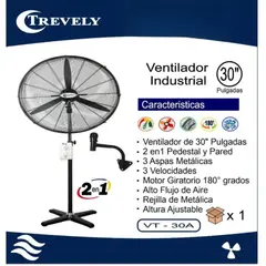 TREVELY - Ventilador Industrial de piso & pared 30 TREVELY VT-30A - 230W