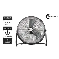 TREVELY - Ventilador de piso Industrial 20 pulgadas color negro TREVELY VT-20 - 135W