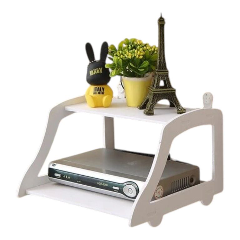 Estante Organizador para Router WiFi de 2 Niveles con Soporte para Celular Montaje en Pared