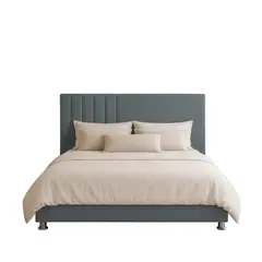 MUEBLES MODENZA - Cama Tapizada Alya - Queen - Gris Oscuro