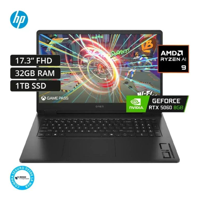 HP OMEN 17-db1095cl Ryzen AI 9-365, 32GB RAM, 1TB SSD, RTX 5060 8GB, 17.3″ FHD, Windows 11